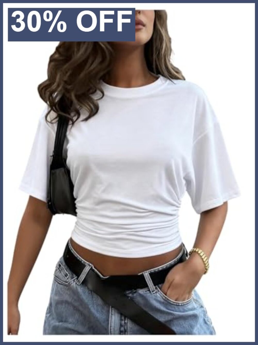 Y2K Cinched Waist Ruched Dolman Short Sleeve Crop Top